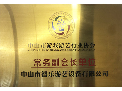 智乐中山市游戏游艺行业协会常务副会长证书